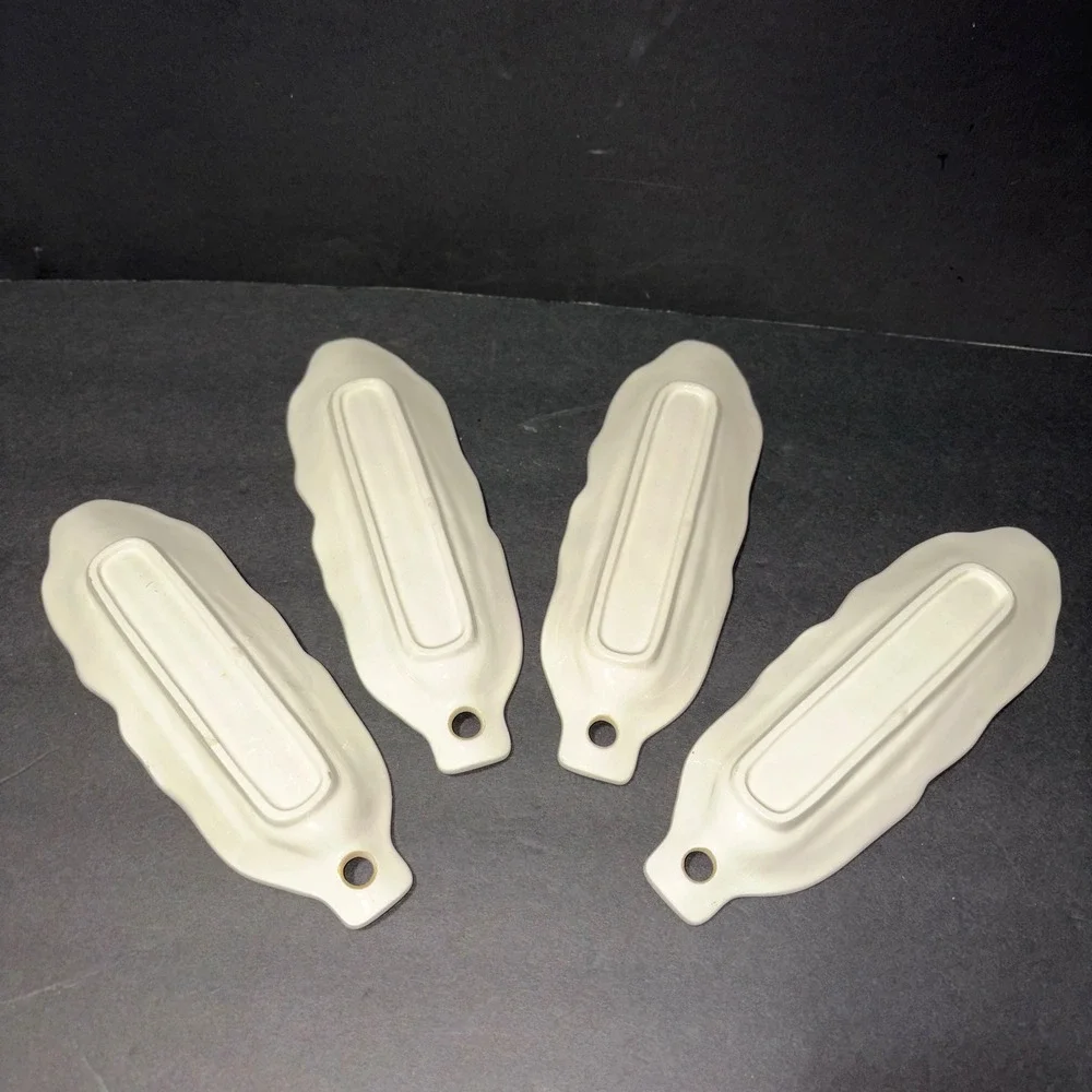 Vintage Pier 1 Ceramic White Corn on the Cob Dishes Set of 4 Made In Japan